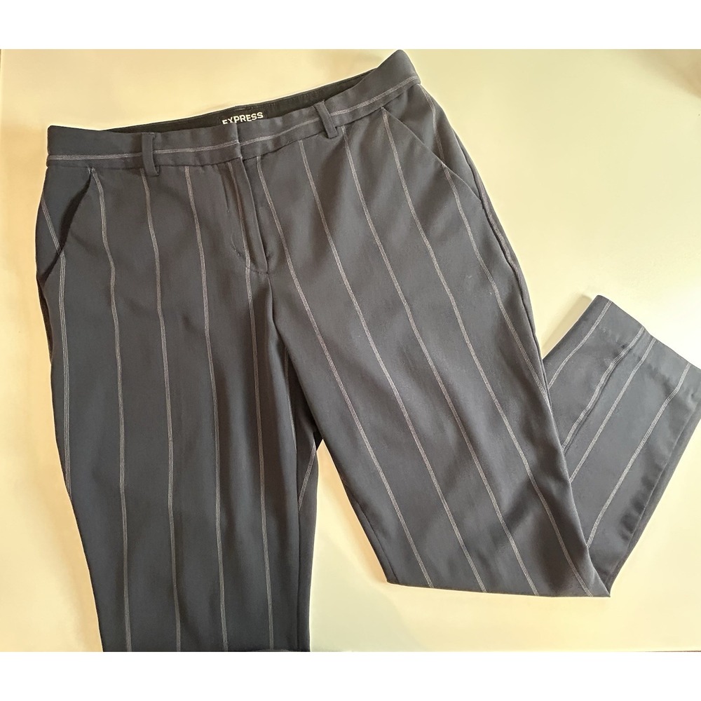 Express Columnist Ankle Mid Rise Striped Women's Dress Pants Size 10